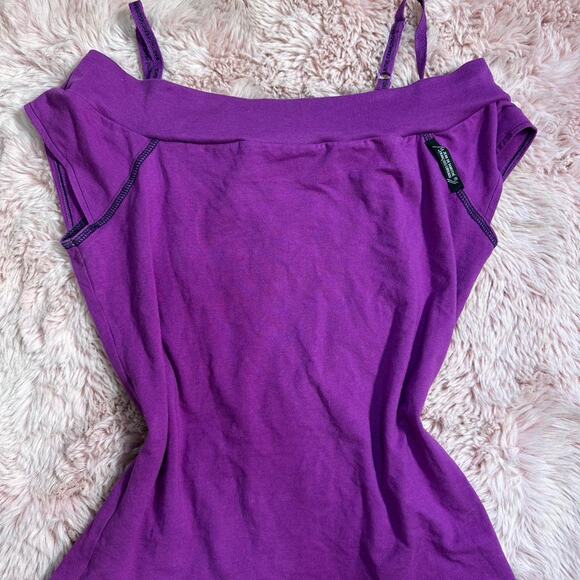 Y2k purple off the shoulder top with black contrast stitching. - Picture 4 of 8